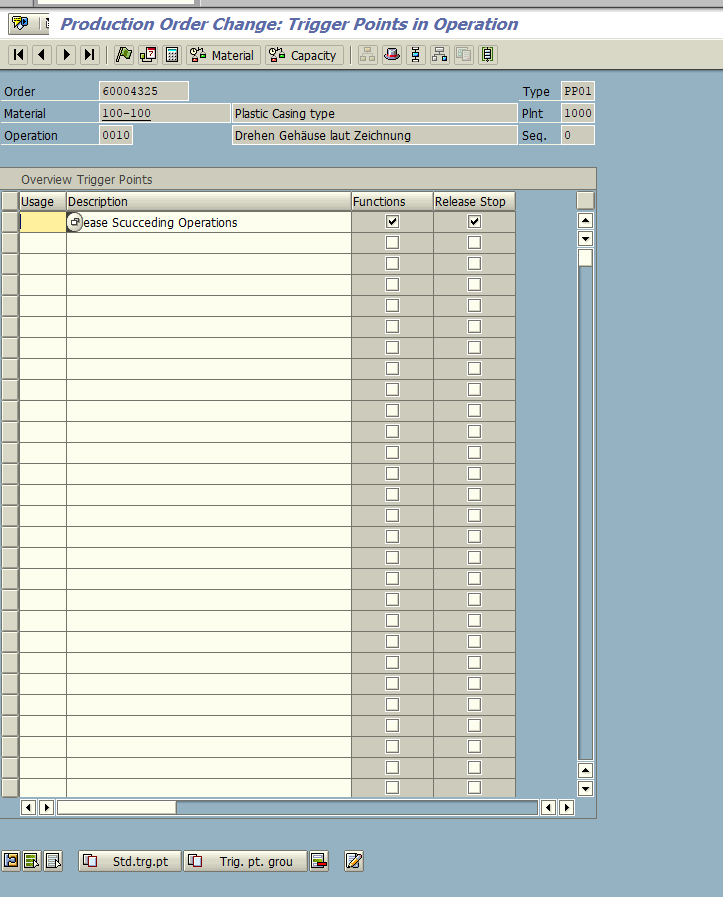 SAP Trigger Points in Order Operation