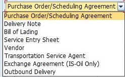 Purchase Order / Scheduling Agreement Selection