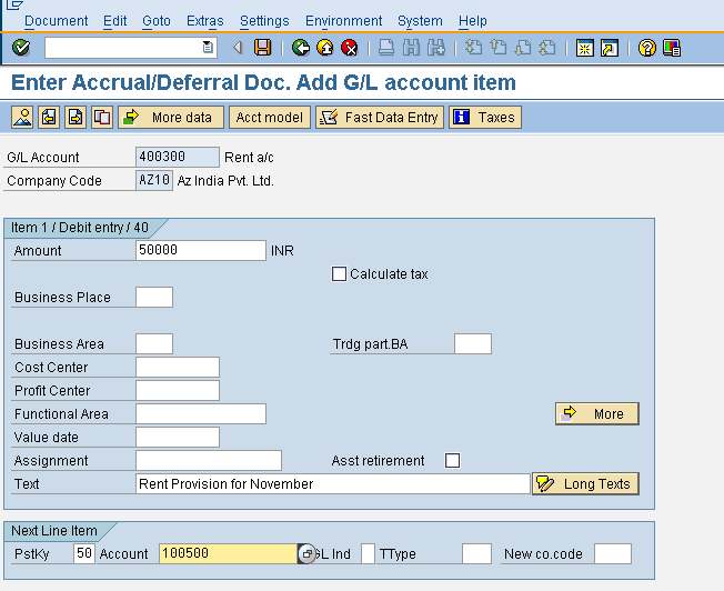 Next Screen Accrual/Deferral