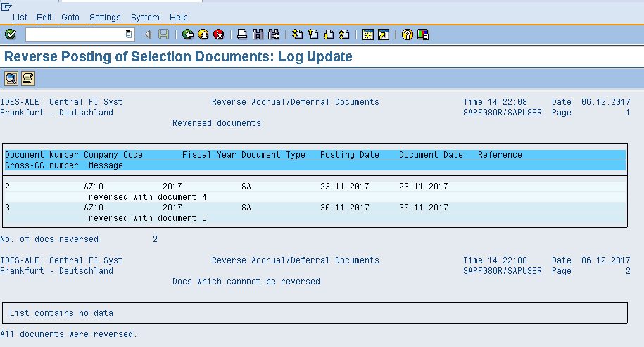 Reverse Accrual/Deferral Document - Results