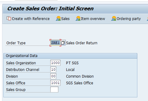 Create SAP SD Return Sales Order