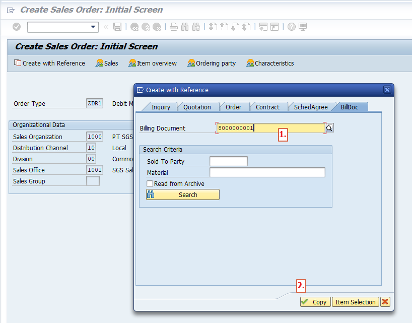 Input Billing Document as a Reference