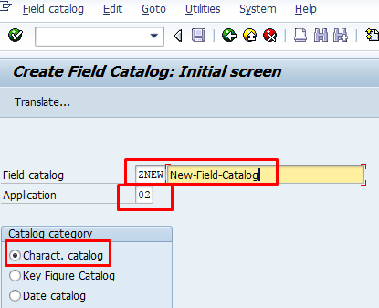 Field Catalog Creation Screen – Transaction MC18