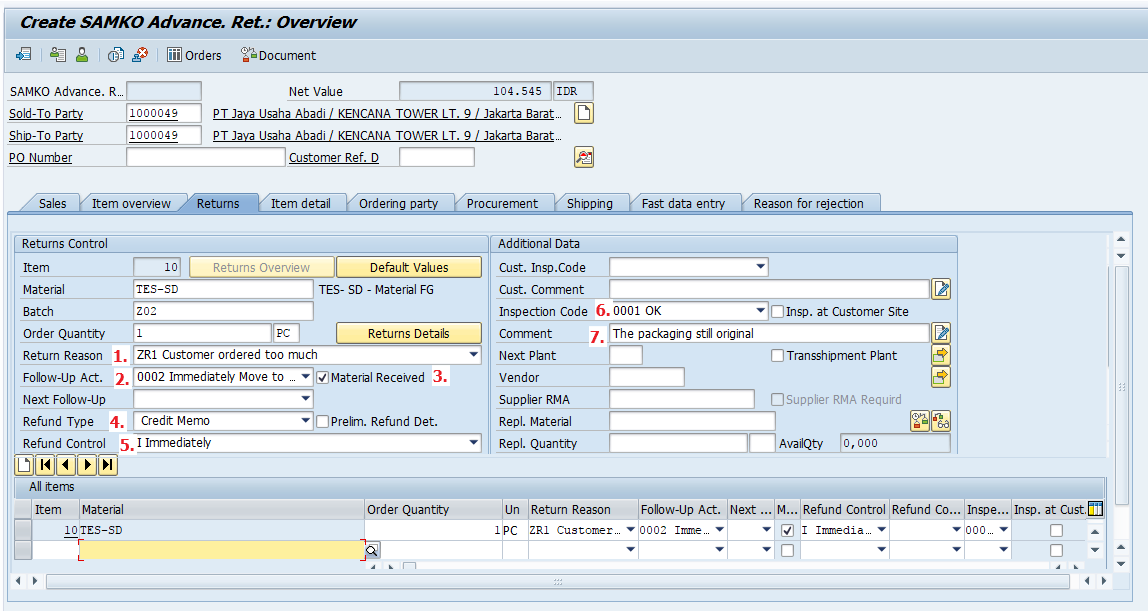 SAP Advance Return Document Overview