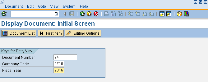 Initial Screen of Document Display