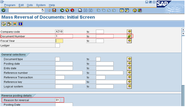 Mass Reversal Initial Screen